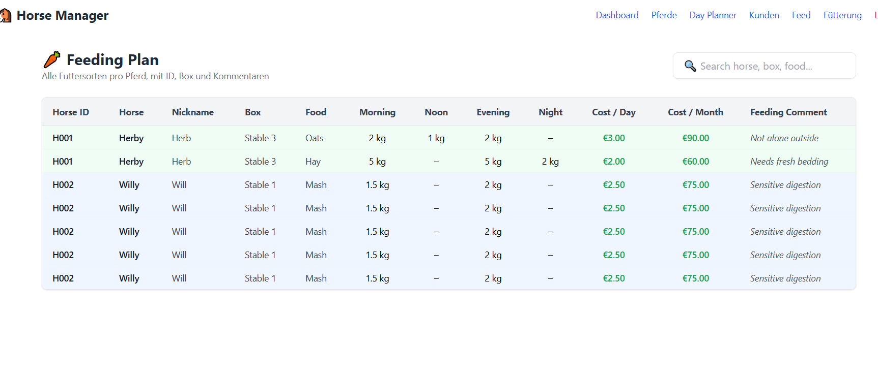 Screenshot Software book horse services